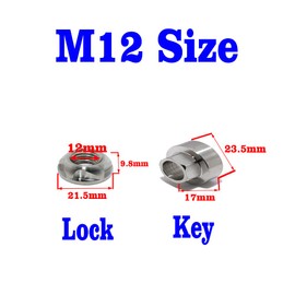VOSANTU M12 304 Stainless Steel Anti-Theft Locking Nuts P1.75 Security Hardware Kit for Mountain Bike Awning Car Accessories for Styling Light Bar Safety,(4 Lock+ 1 Key)