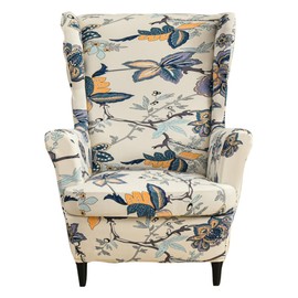 EBETA 2-Piece Wingback Chair Cover Armchair Covers Elastic Sofa Armrest Covers Protective Cover for Reading Chairs, Relaxing Chair with Seat Cover (Poppy)