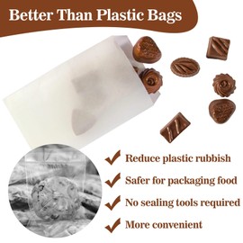 MAQIHAN 100 Glassine Wax Papper Bags - Glassine Envelopes Wax Paper Sandwich Food French Fry Bags Individual Cookie Sleeves Cake Slices Soap Bars Packaging Treat Bags Desserts Baked Goods Wrappers Bag