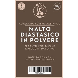 Veggy Duck - Diastatic Malt Powder (1Kg) | Barley Malt for Bread Making | High Diastatic Power | Made in Italy