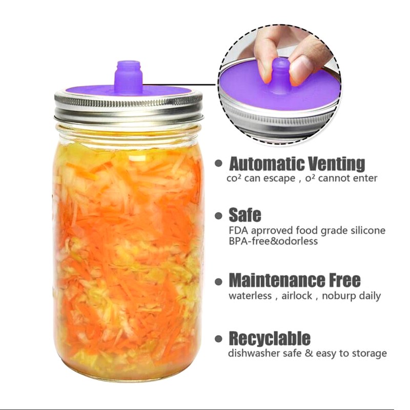 5Pcs Silicone Fermenting Lids for Wide Mouth Jar Food Grade