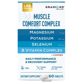 Granions Complejo de pastillas relajantes musculares magnesio, potasio, selenio, cobre y vitaminas B. Relajante suplemento diario reconfortante para  