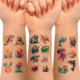 60 PCS Sea Watercolor Animals Temporary Tattoo Stickers for kids,Cute Realistic Animals Temporary Tattoos for Girls Boy Body Arm Shoulder,Waterproof Tattoos for kids Birthday Party Supplies Gifts Q744