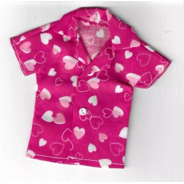 Unbranded Homemade Doll Clothes-Pretty Hearts Print Shirt that fits Ken Doll B6
