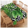 Walmsco Tablecloth Green Leaves Tropical Geometric Patterns Decor For Dining