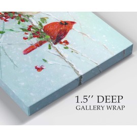 Renditions Gallery Wall Art Pictures & Prints Red Cardinals in Winter Birds Abstract Art Wall Hanging Canvas Prints for Bedroom Dining Living Room Office Home Kitchen Wall Decor - 12"X18" LT18