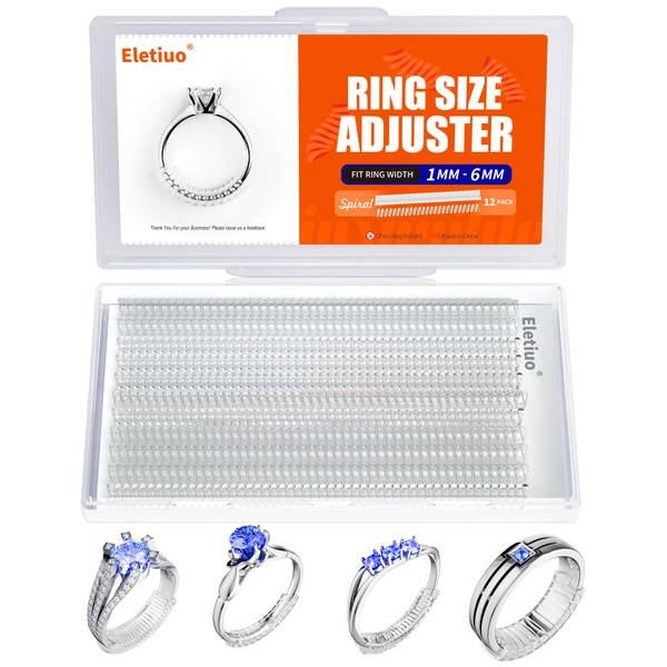 ELETIUO 12 Pack Ring Size Adjuster for Loose Rings Invisible