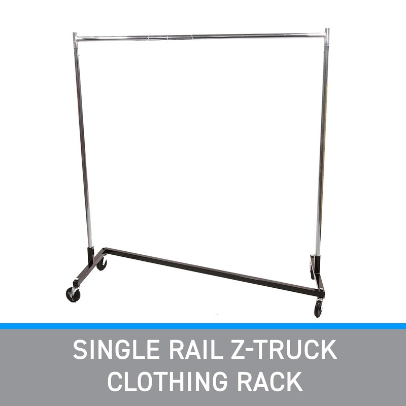 SSWBasics Single-Rail Clothing Rack (Z-Truck Rolling Rack) - 63"W X
