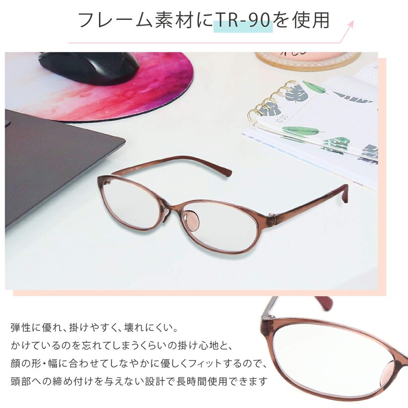 [MIDI BLOOM] ミディブルーム 弱めレンズ度数の老眼鏡 +0.50から0.25刻み くもり止めコーティング付き くもり止め 老眼鏡 ブルーライトカット HEV90%カット