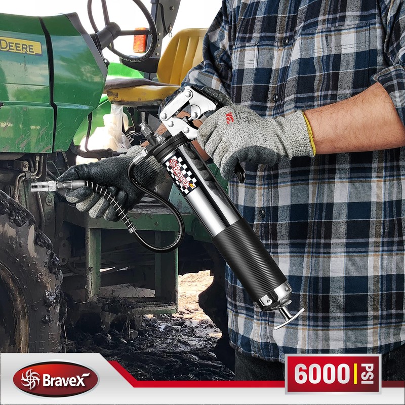 Bravex Pistol Grip Grease Gun Heavy Duty Professional 6000 PSI