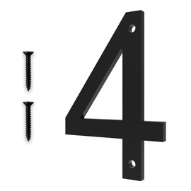 5 Inch House Numbers for Outside - Durable Address Numbers for House and Mailbox, Perfect for Front Door or Wall,Black Acrylic Screw-Mounted .(Number 4)