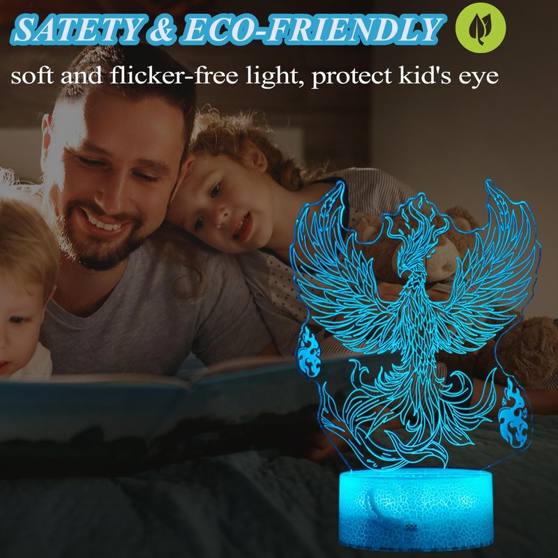 POSSHE Phoenix Night Light, Phoenix 3D Illusion Lamp, Phoenix Stuff
