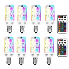 XRise E12 LED Bulb 2.5W Dimmable RGB+White Color Changing with Remote Control Equivalent 25W Halogen E12 Base LED Light Bulbs 6000K 250LM, No Flicker,8 Pack