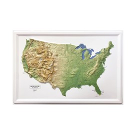3D United States Classic Raised Relief Map | Topographic USA Wall Map | 36" x 24" | Contiguous 48 States | Vacuum-Formed Rigid Vinyl | Hubbard Scientific US Classic
