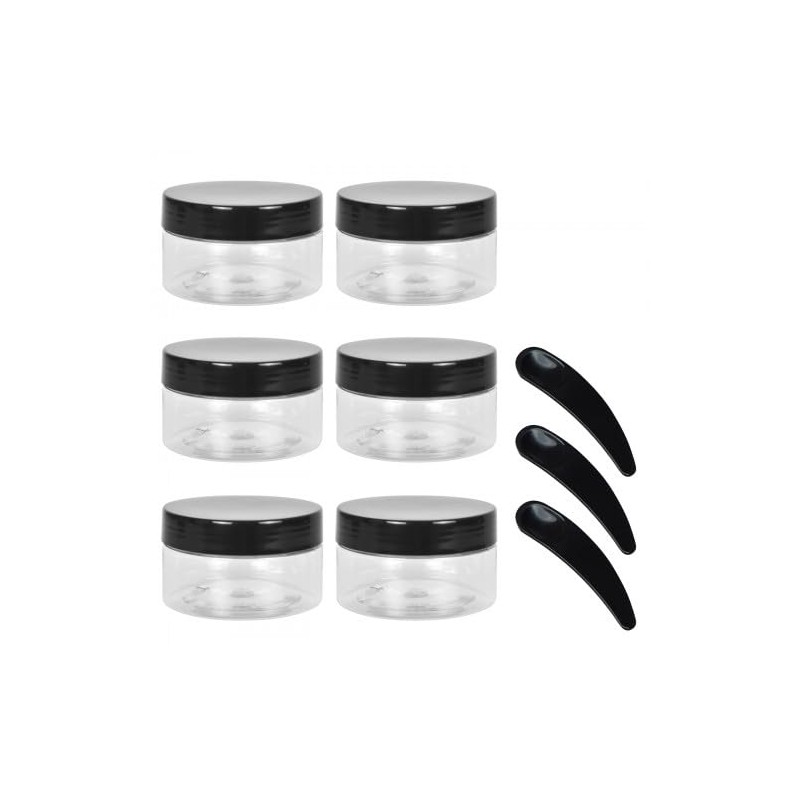 6Pcs 120ml Clear Plastic Jars with 3Pcs Mini Spatulas, Refillable