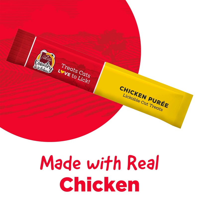 Country Kitchen Chicken Puree Lickable Cat Treats, Made with Real