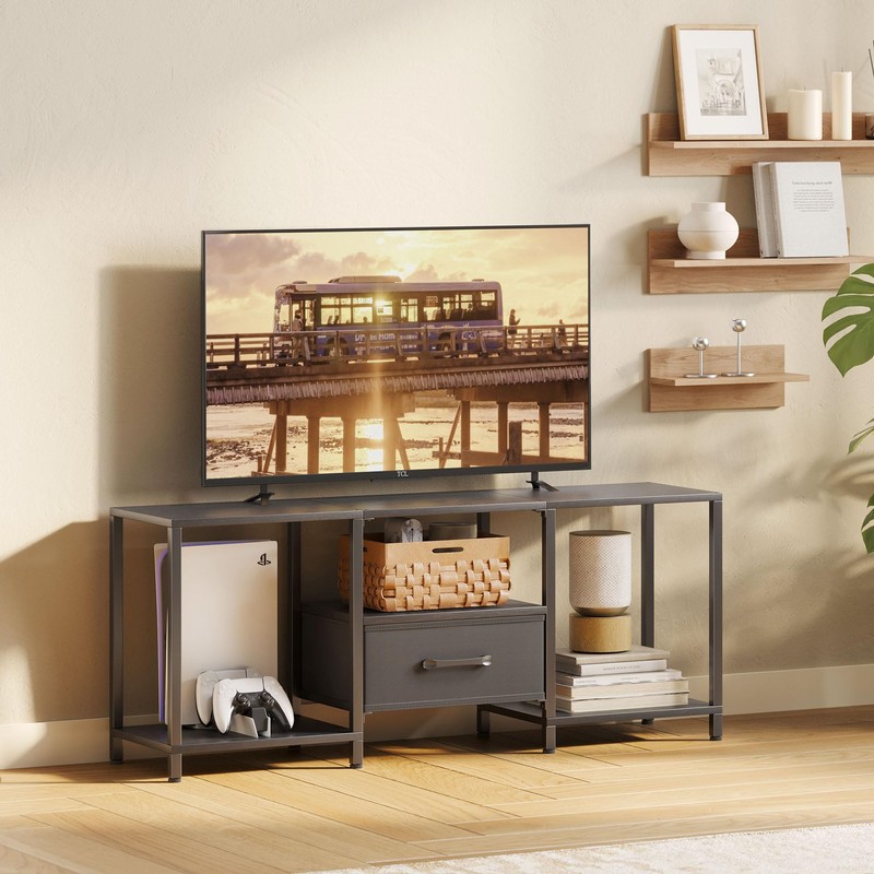 JARHETUN TV Stand with Fabric Drawer for 55 Inch TV,