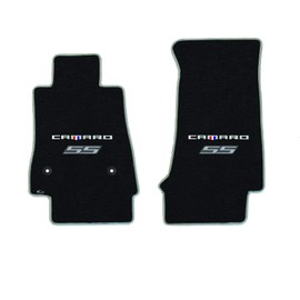 Lloyd Mats Heavy Duty Premium Silver and Black Vinyl Binding Carpeted Floor Mats for Chevy Camaro 2016-ON (Charcoal, 2PC - Tri Color SS)