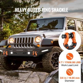 Happybuy 3/4" D-Ring Shackle, 2 Pack Alloy Steel Shackles 66139 lbs (30 Ton) Break Strength with 7/8" Screw Pin, Isolators & Washers, Heavy Duty Off Road Vehicle Recovery Shackle for Jeep Truck