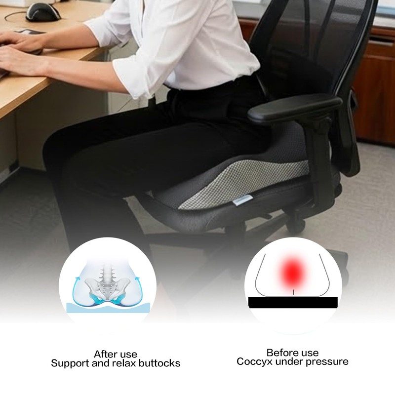 18x16.5 Inch Memory Foam Seat Cushion for Office Chair, Contoured
