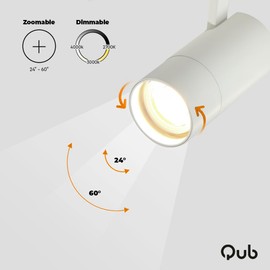 Qub Zoom Rail Spotlight - White - LED - 20 W / 25 W / 30 W - CRI 90