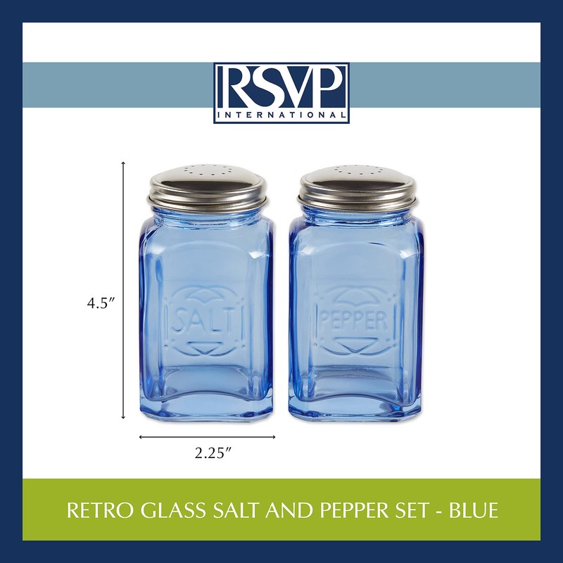 RSVP International Jumbo Retro Glass Salt & Pepper Shaker, Screw
