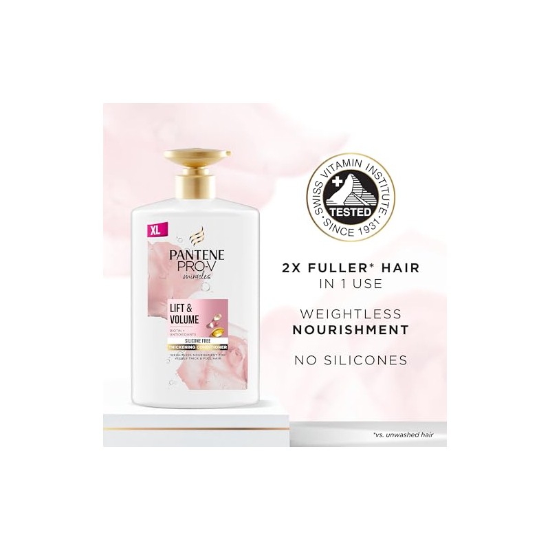 Pantene Lift'N'Volume Thickening Hair Conditioner with Biotin, 1L Pump