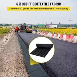 Garvee 6x300 FT 6Oz Geotextile Fabric Landscape Drainage Weed Barrier Driveway Non-wove