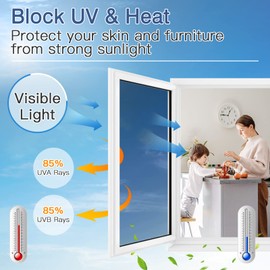 Haton Window Privacy Film One Way Window Tint for Home, Sun UV Blocking Heat Control Reflective Mirror Film, No Glue Static Cling See Out Not in Glass Door Covering, Silver, 17.5" x 78.7"