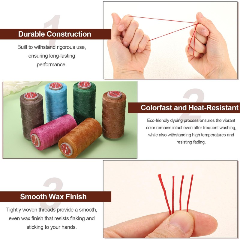 QUARKZMAN Flat Leather Sewing Waxed Thread, 200 m / 219