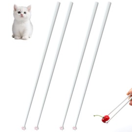 Oreutkd 2 Pairs Cat Paw Chopsticks for Adults, Cute Pink Kitty Paw Design with Non-Slip Reusable Tips, Lightweight and Sturdy Utensils Set, Charming Gift Choice for Cat Enthusiasts