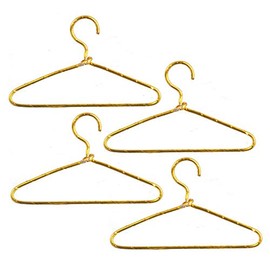 Dollhouse Miniature Set of 4 Gold Wire Hangers
