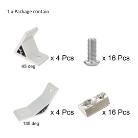 BLCCLOY 4Pcs 45deg, 4Pcs 135deg 4040 Angle Bracket 40 Series Aluminum Extrusion 45 Degree Joint Connector Brace for Slot 45° Corner Joiner 135deg 4040 4080 Extruded Aluminium Profile