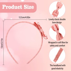 Girls Bow Headbands，UHOMENY 2 Packs Girls Hairband Cute Bow Elastic Hair band Colorful Stretch Bow Headband Little Hair Accessories Double Ribbon Headband for Girls and women (Pink, Red, One Size)