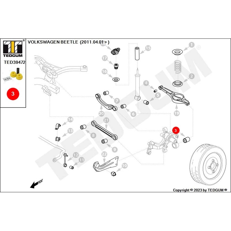 TEDGUM TED39472 POLYURETHANE BUSHING REAR LOWER CONTROL ARM (OUTER)
