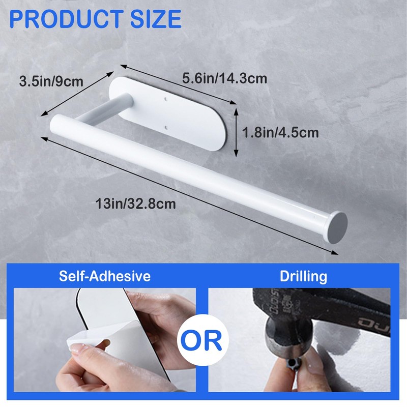 Stainless Steel Paper Towel Holder, Under Cabinet or Wall Mount,