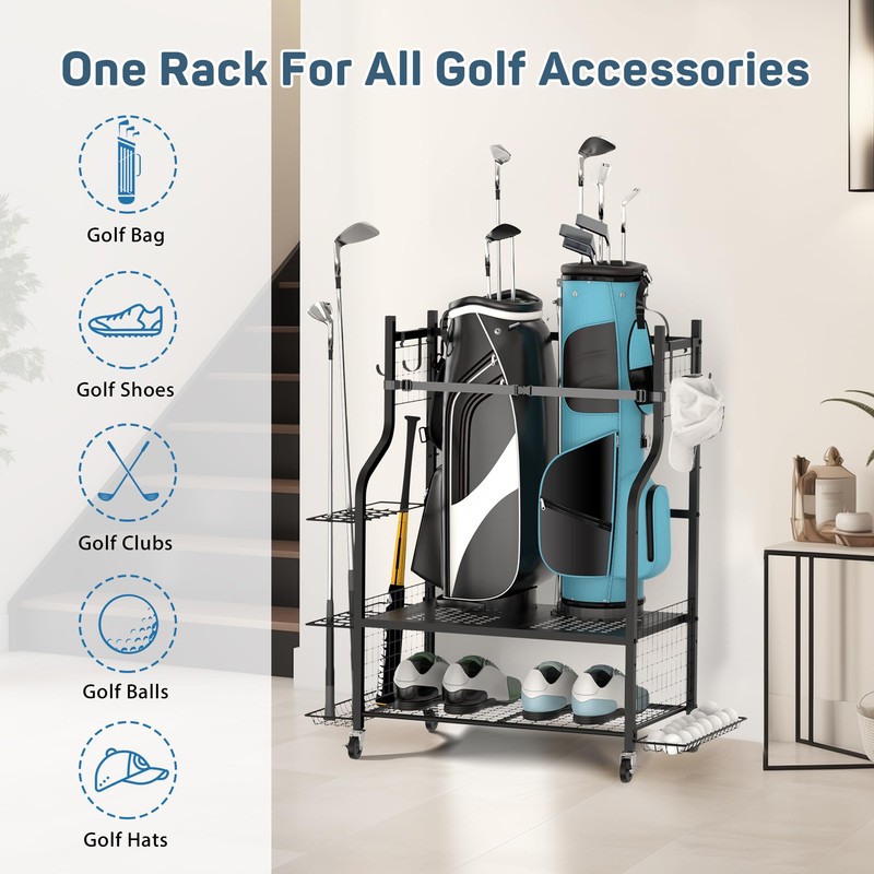 PLKOW Golf Bag Stand Golf Bag Organizer Fits for 2