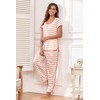 FKEEP Stripe Pajamas Set Women Two-Piece Nightwear Short Sleeve Sleepwear