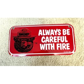 Smokey the Bear Bike License Plate  RED   Only You Can Prevent Forest Fires [P1]