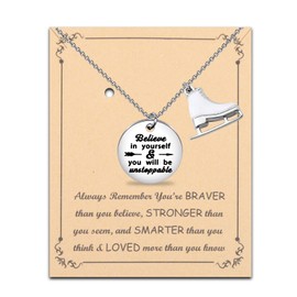 FUSTMW Ice Skating Necklace, Copper, Cubic Zirconia - Unisex, Ice Skaters, Enthusiasts - Necklace