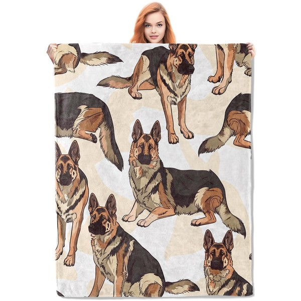 VANZEV German Shepherd Blanket, Dog-Themed Fleece Throw with German Shepherd