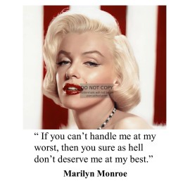 MARYLIN MONROE "CAN'T HANDLE ME AT MY WORST" CELEBRITY QUOTE 8X10 COLOR PHOTO