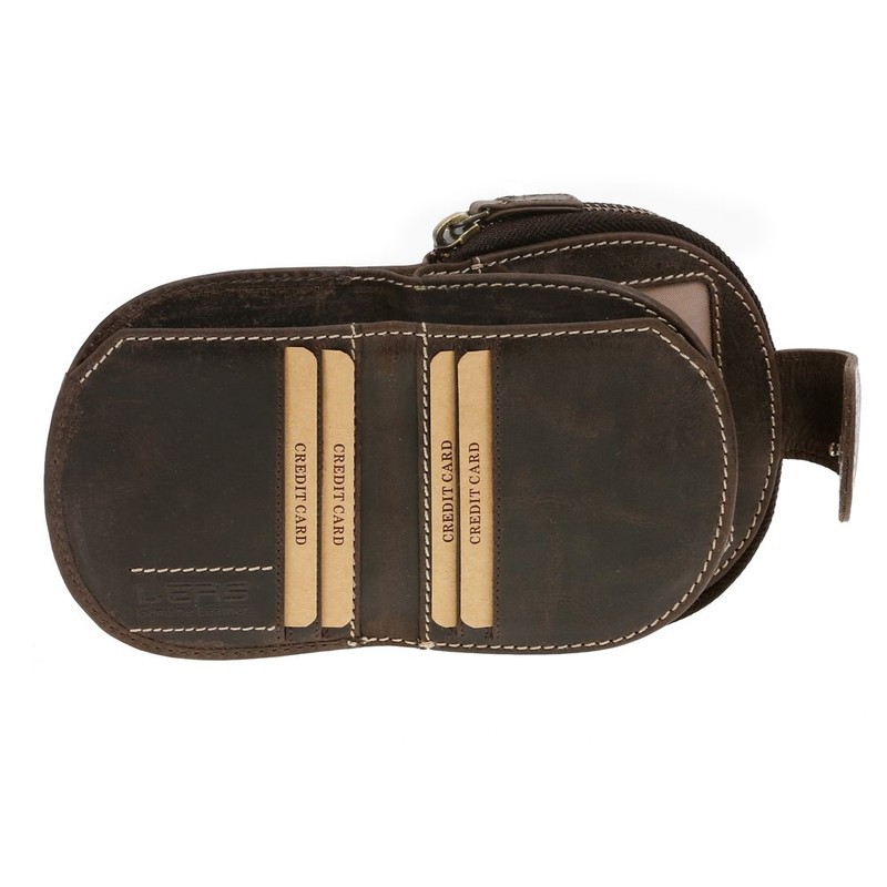 Ladies Wallet with outside zip LEAS, Genuine Leather, brown -