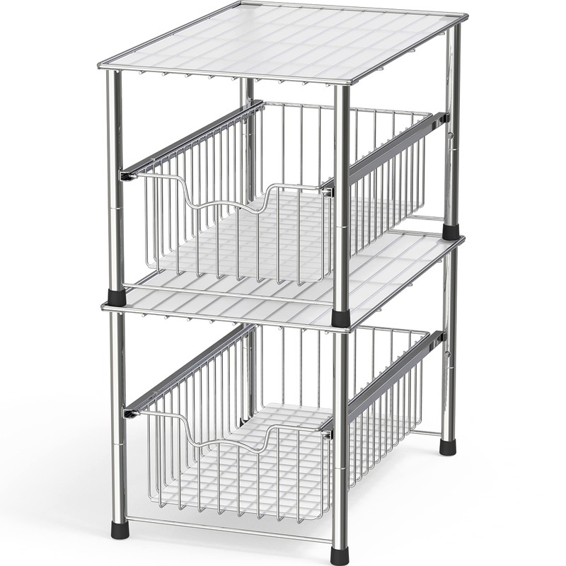 Simple Houseware Chrome Metal Stackable Storage Rack, 16.75 in L