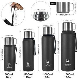 33oz Stainless Steel Vacuum Insulated Water Bottle with Handle & Lid,Thermo for Hot Drinks/Cold Drinks, Leakproof Travel Flask with Cup,for Camping, Office