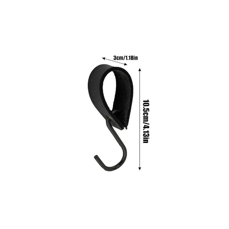 Vroxdrez S Hooks with Leather Loop - Black, Pack of