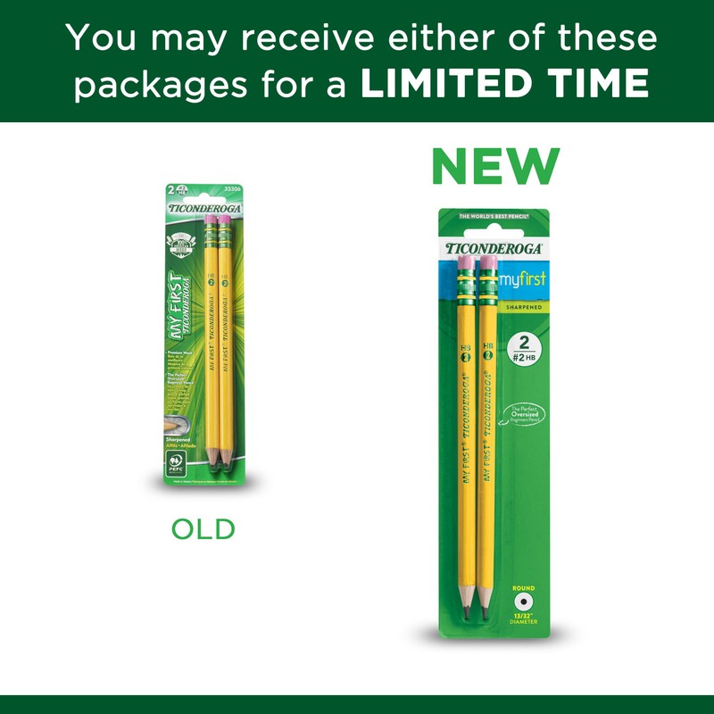Ticonderoga My First Wood-Cased Pencils, 2 HB Soft, Pre-Sharpened, Yellow,