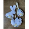 Handmade felt Easter decorations hanging ornaments bunny, chicken, egg (white