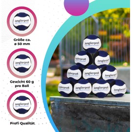 Jonglierprofi Set of 10 Footbags 10 Robust Footbag Juggling Balls with Granulate Filling
