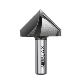 NIBBLAX 90 Degree V Groove Router Bit 1/2" Shank, 1-1/4" Cutting Diameter x 1" Cutting Depth, Carbide Tipped V-Groove Router Bits for Grooving Woodworking